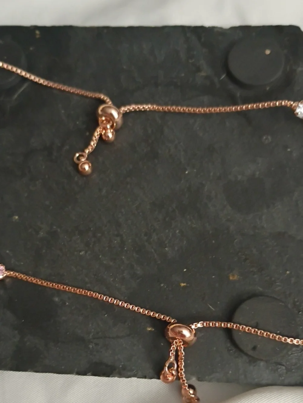 Rose Gold Pink And Clear Adjustable Tennis Bracelets - Women Jewelry